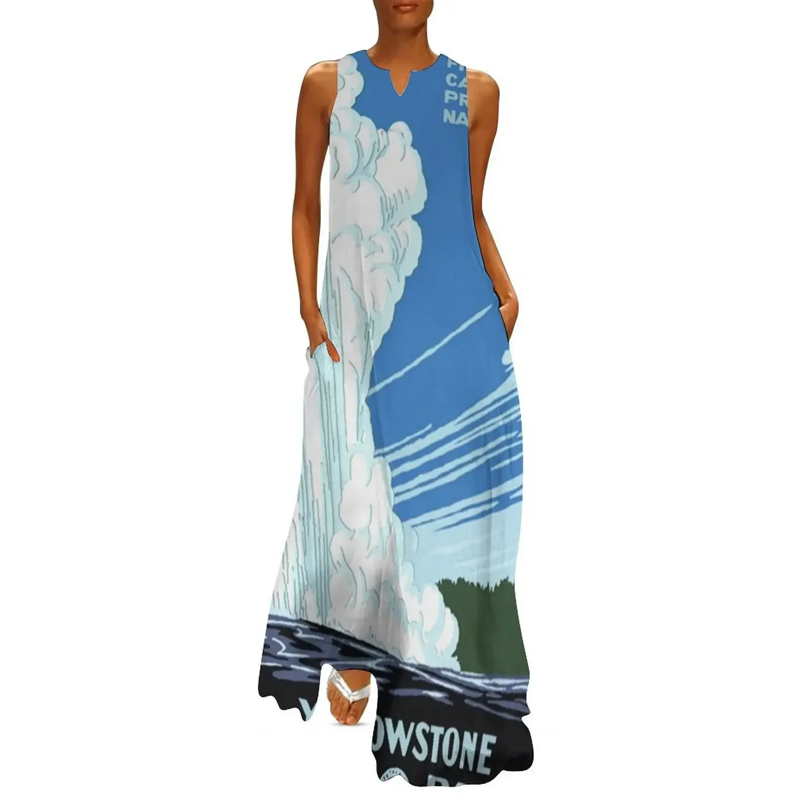 

Vintage Yellowstone National Park Travel Long Dress luxury woman party dress Dress
