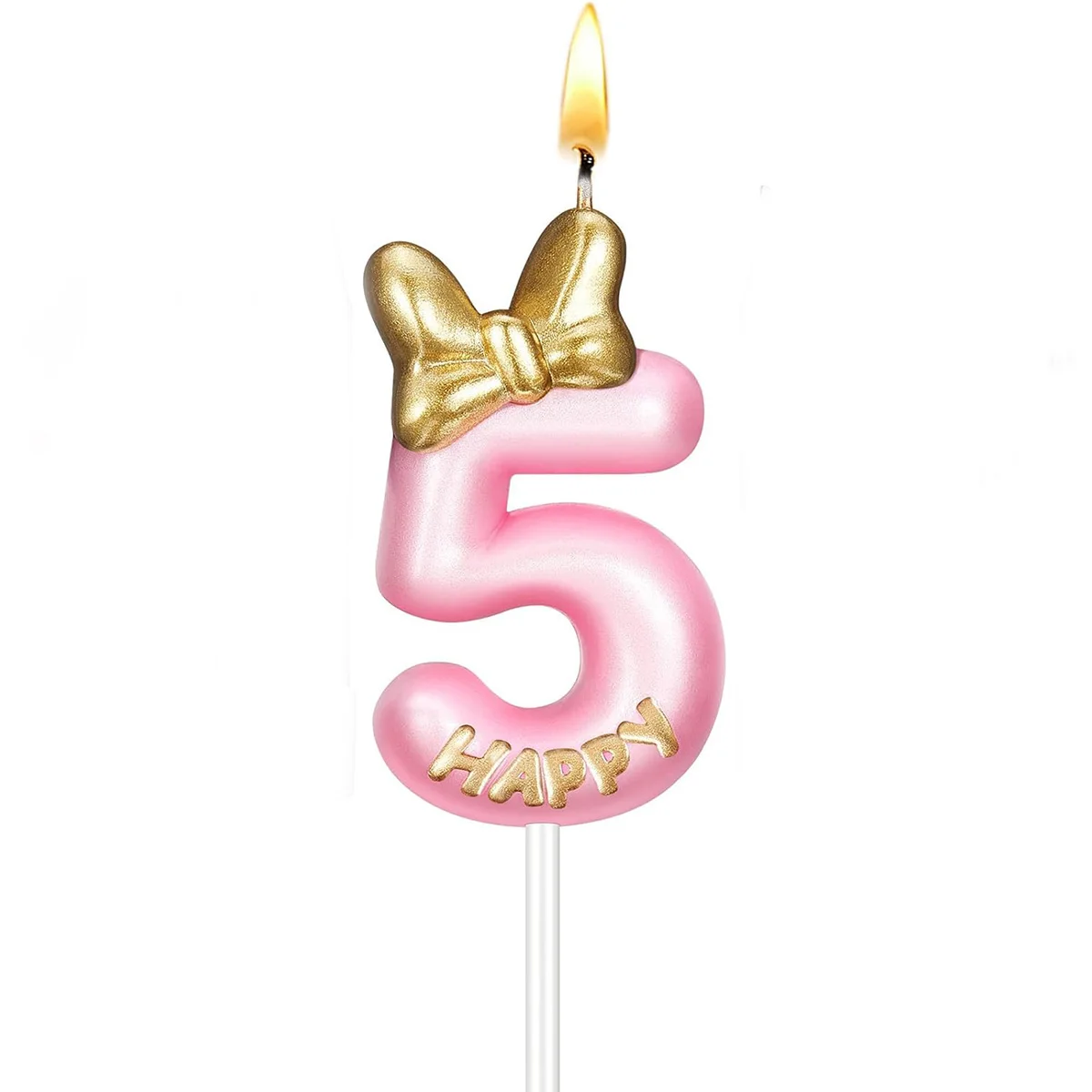 Pink Birthday Candle Girl Number Birthday Cake Topper Cupcake Candles for Cake Topper Birthday Baking Decor Supplies (Number 5 )