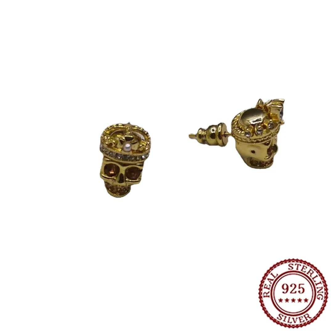 

2025 New Trendy Classic Skull Head Earrings for Women with Dark Temperament Ghost Head Crown Earrings