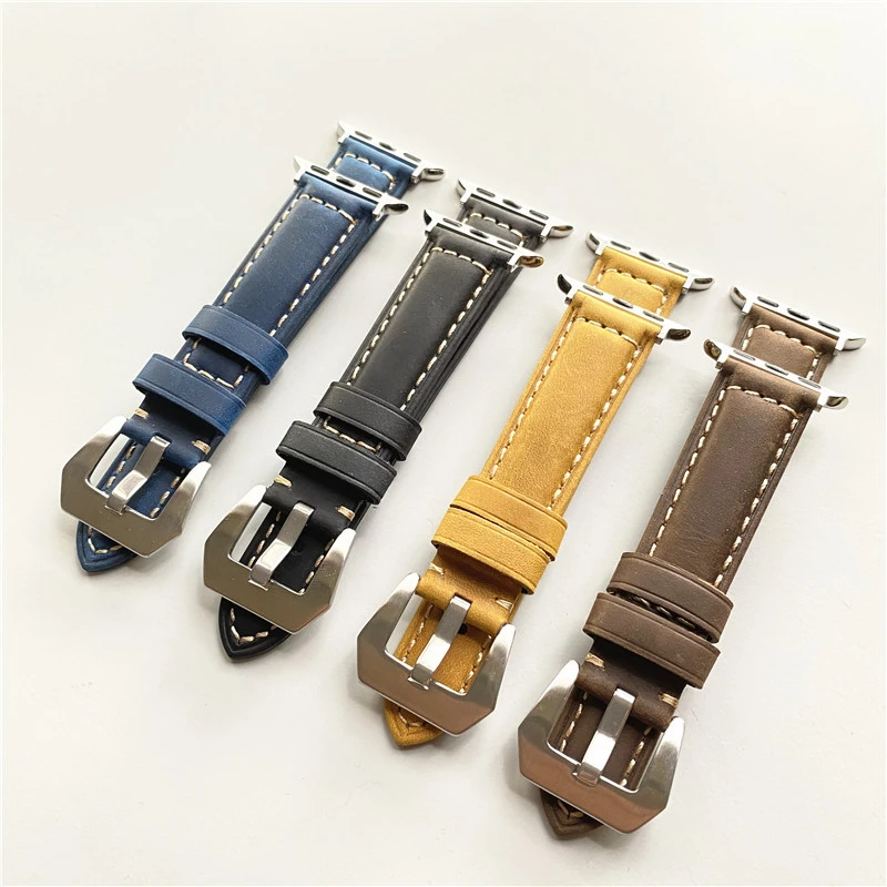 Suitable for Apple Watch strap serises 9/10 strap Crazy Horse Brown pattern bracelet 38mm 42mm 49mm
