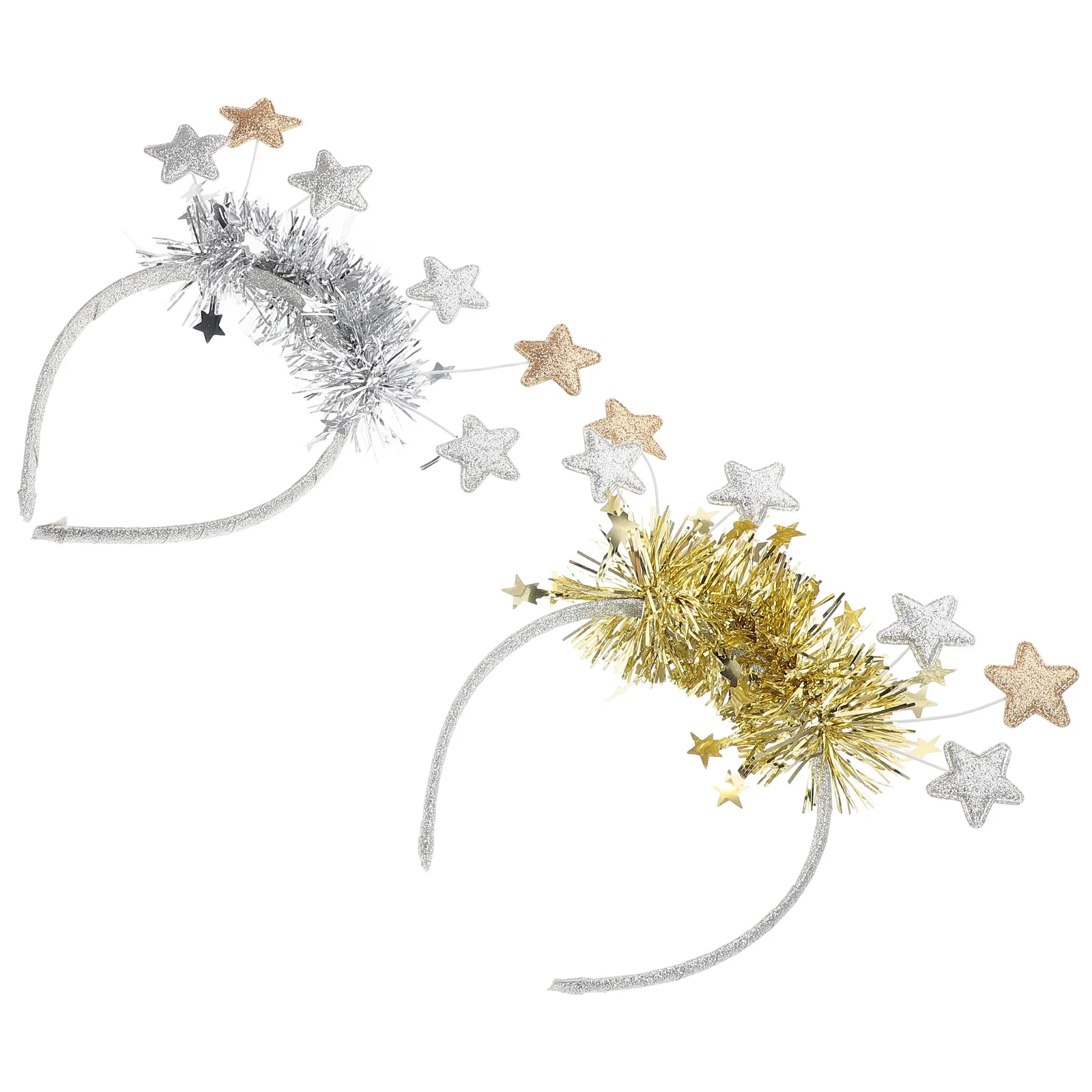 

2Pcs Star Headband Gold Sequin Christmas Glitter Hair Hoop New Year Party Holiday Celebration Sequin Headband Birthday Tiara