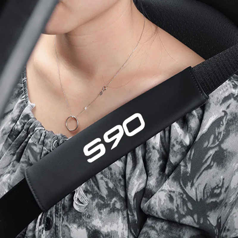 

2Pcs Carbon Fiber Car Seatbelt Shoulder Protector Cover Non-slip Seat Belt Cushion Protection for Volvo S90 Car Accessories