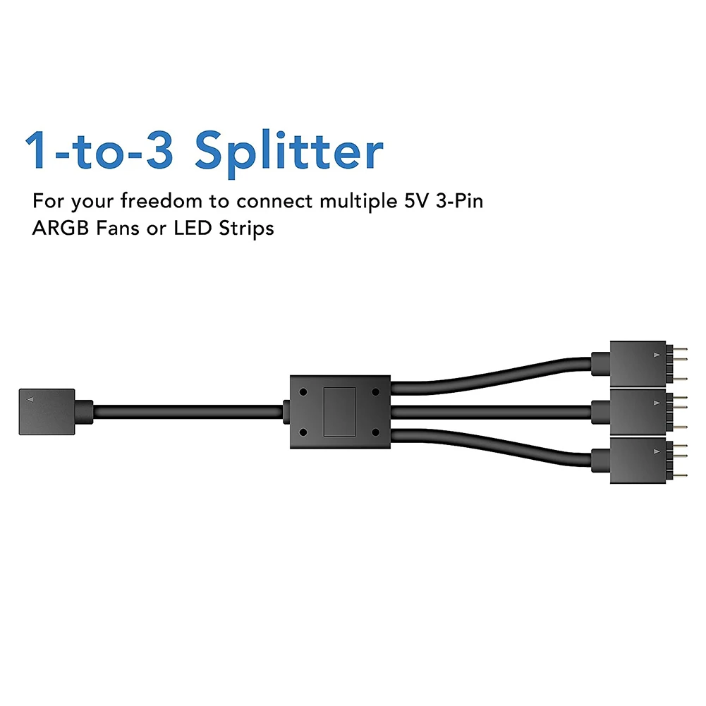 5V To 12V RGB Transfer Hub with 3-Way Splitter 5V/3pin ADD-RGB To 12V/4PIN Adapter Built-in 50 Color Modes