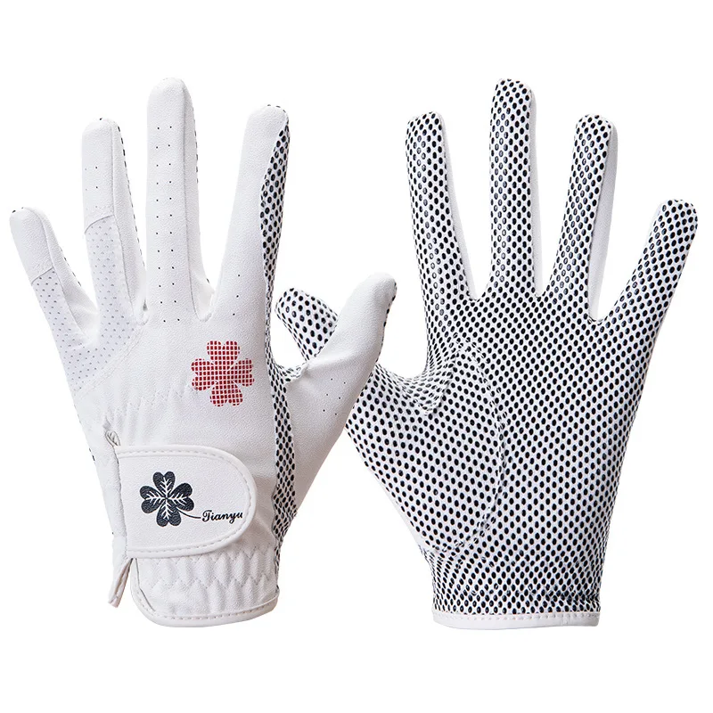 TTYGJ guantes de Golf para mujer, cuero PU, manos izquierda y derecha, 1 par de partículas antideslizantes con guantes transpirables para deportes