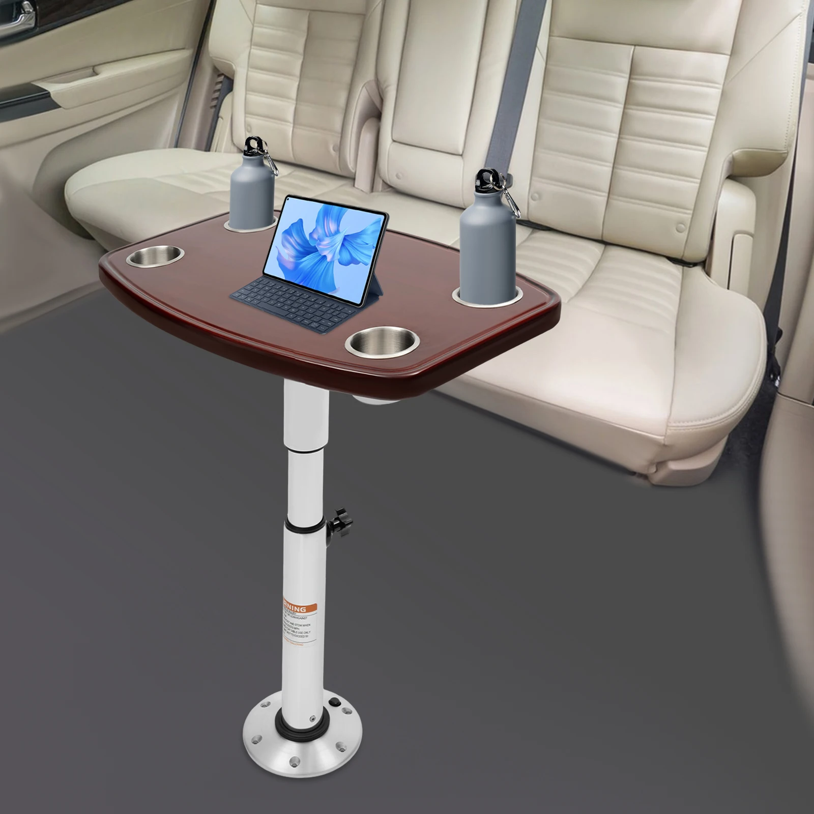  RV Table Ajustable Height RV Table Table with 4 Cup Holders for RV Hostel Cars Sea Boats