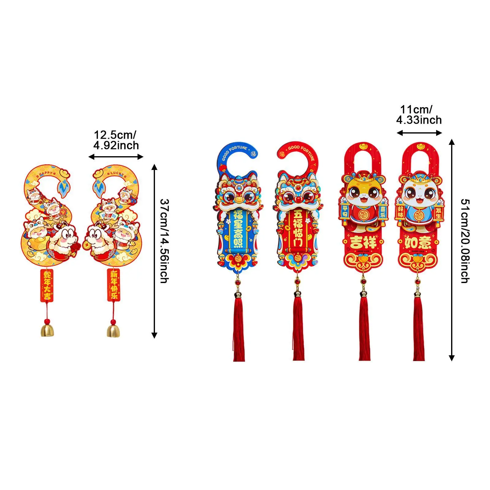 6x Capodanno cinese 2025 Decorazioni pendenti con serpente Pendenti con nappe Segni per appendere la porta Ornamento per la maniglia della porta per il festival di primavera a parete
