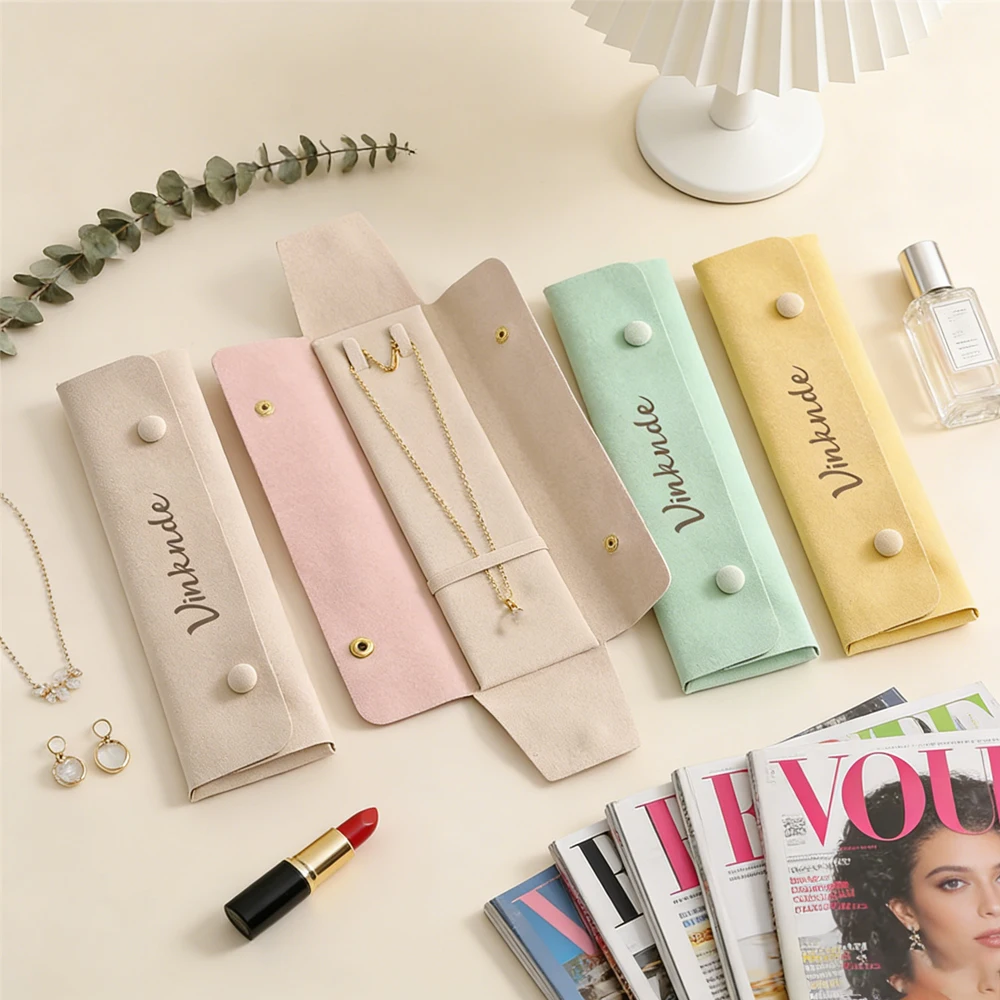 

Custom Logo Travel Jewelry Organizer Tray Microfiber Jewellry Packaging Bag for Earrings Bracelet Decoration Elegant Wedding Box