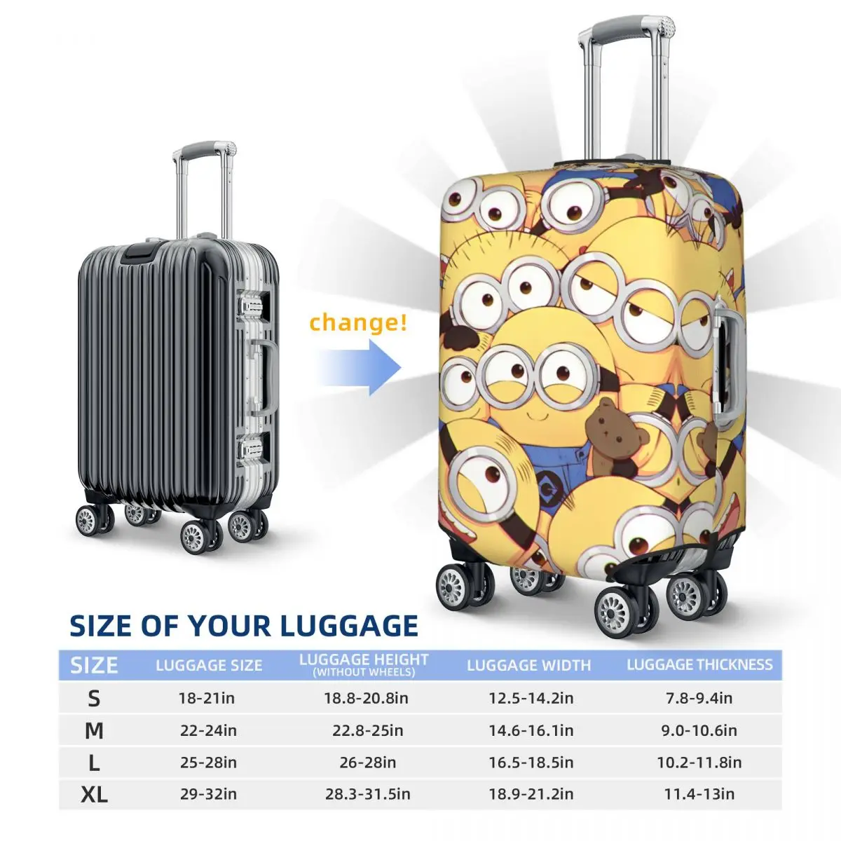 Minions The Rise Of Gru Cartoon Suitcase Cover Cruise Trip Holiday Fun Luggage Case Protector