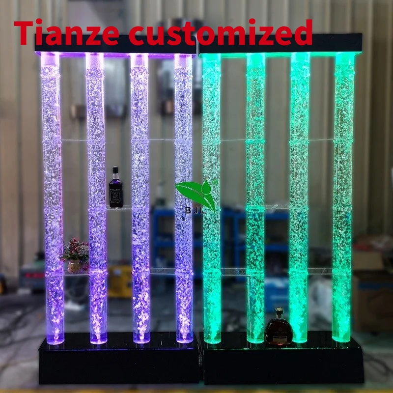 (Customized) Remote control 16 RGB LED color changing waterproof acrylic glow bar furniture illuminated wine display cabinet