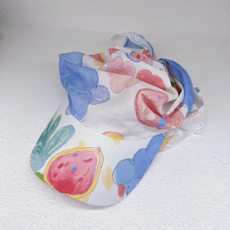 New Korean Style Women Fruit Print Triangle Headscarf Hat Cute UV Protection Sun Hat Breathable Outdoor Casual Head Wrap Caps
