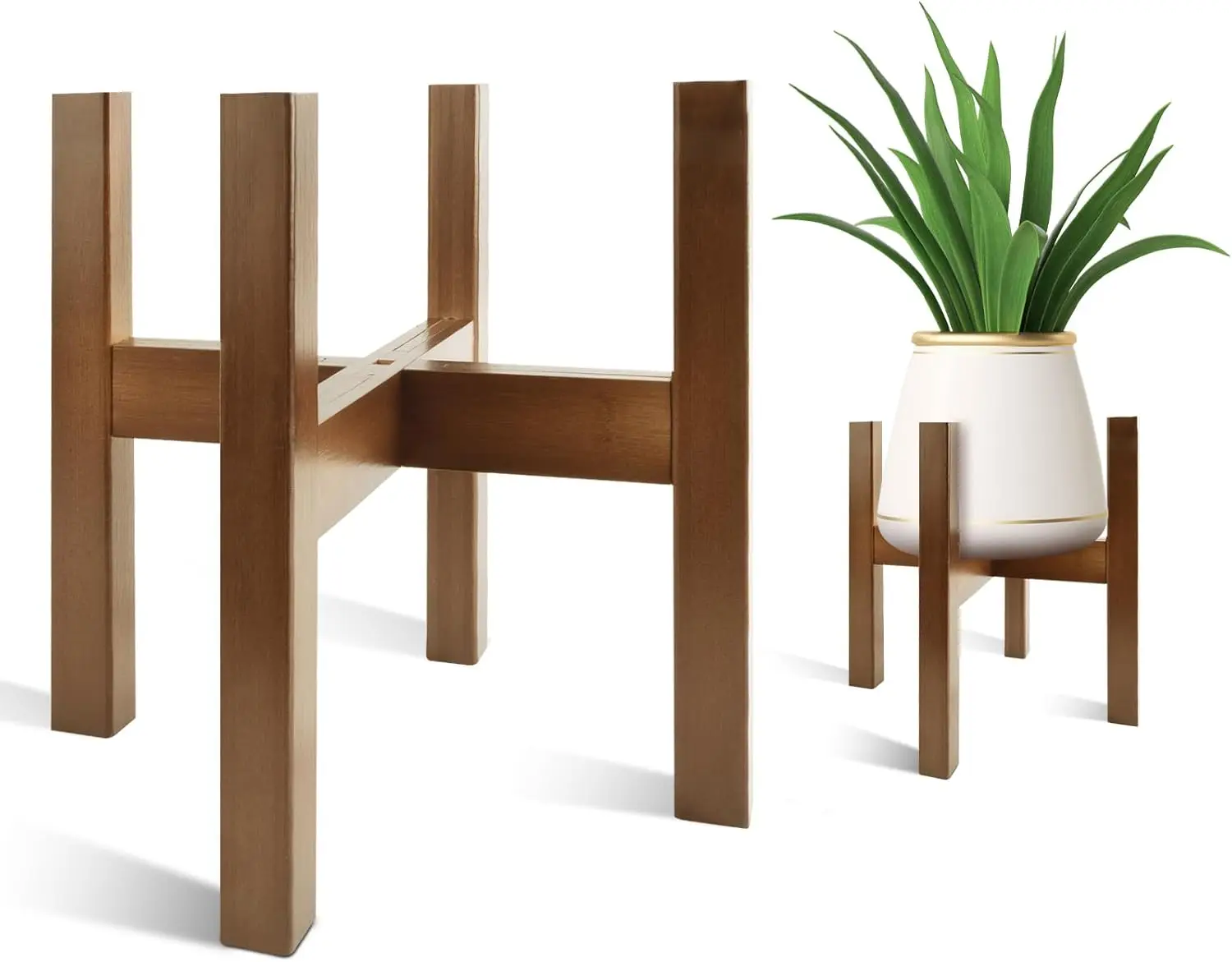

Adjustable Bamboo Plant Stand for Indoor Decor, Fits 8-12 Inch Pots, Modern Shelf for Home or Office
