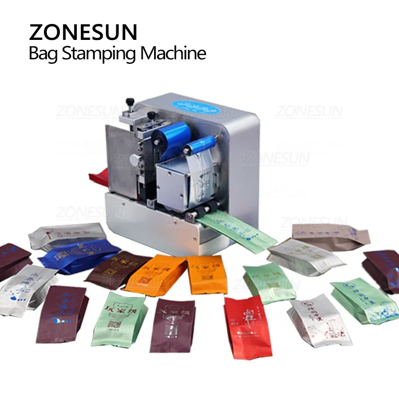 ZONESUN ZS-F550 Digital Stamping Machine Fast Printing Coffee Tea Paper Aluminum Foil Bag Customization Card