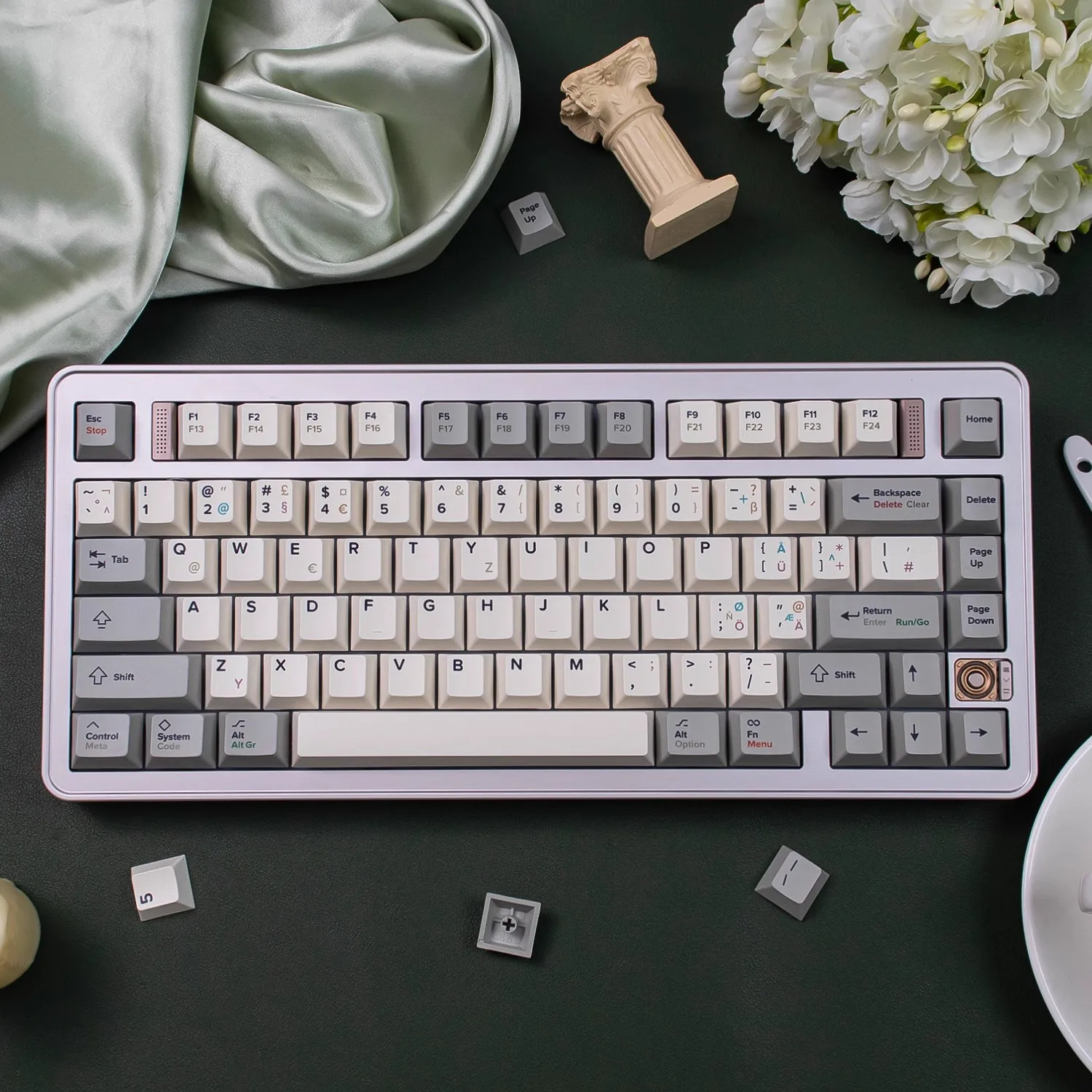 

Simple and retro style Keycaps PBT Material 144 Keys Dye-Sub Cherry Profile Keycaps for 87/104/108 Mx Switch Mechanical Keyboard