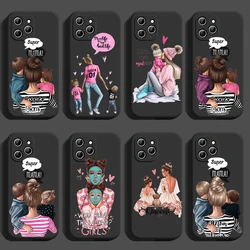 Fashion Super Mom Dad Phone Case For iPhone 14 13 12 11 Pro MAX Mini XR XS X SE 7 8 Plus Cover Boy Girl Baby Shell Fundas