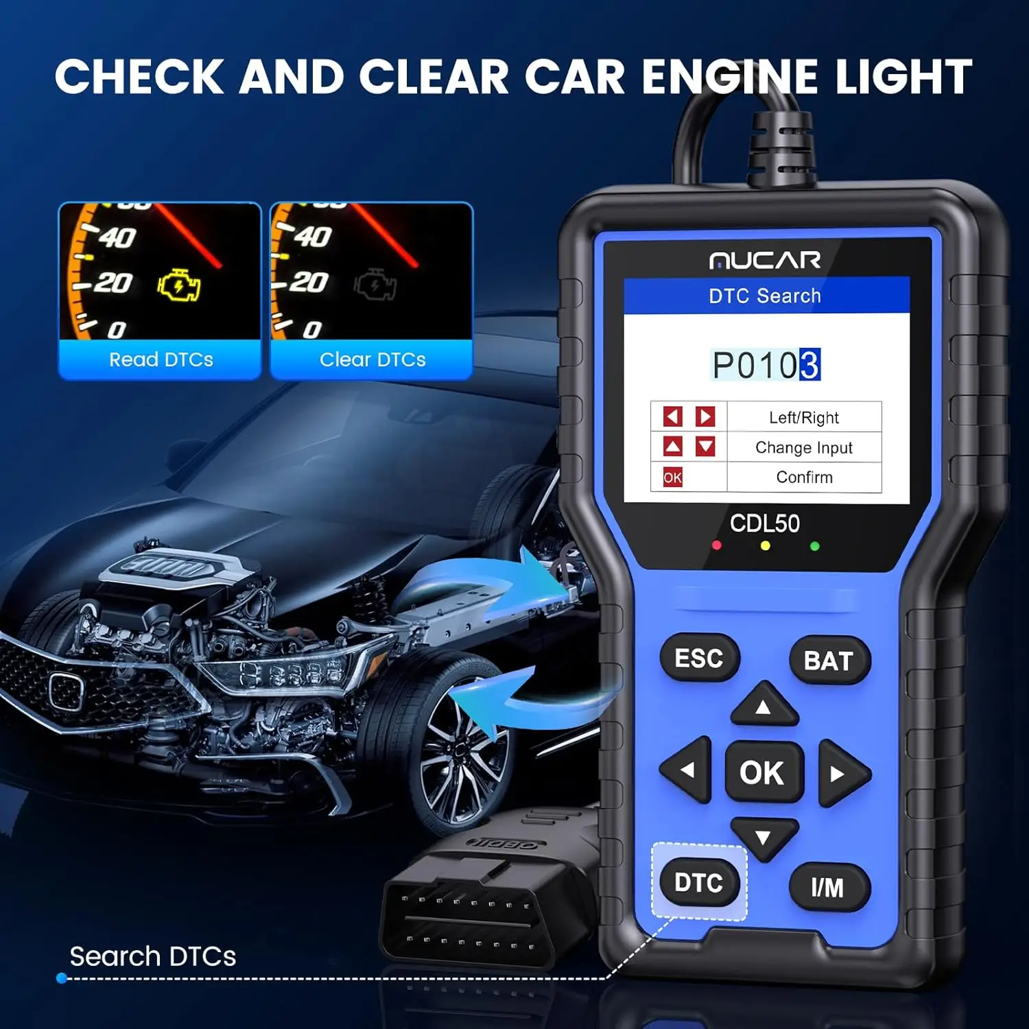 الماسح الضوئي CDL50 OBD2، أداة تشخيص OBD2 الكاملة لجميع السيارات 1996+