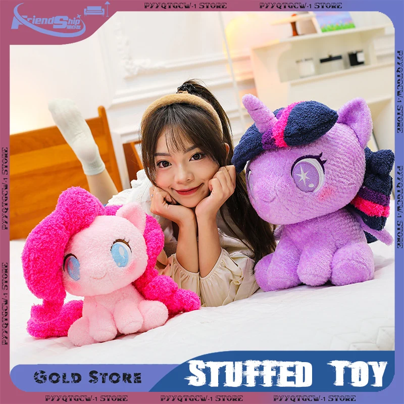 

28 см милая Q версия My Little Pony плюшевая кукла Twilight Sparkle Pinkie Pie подушка для сидения для декора спальни подарки на день рождения для девочек