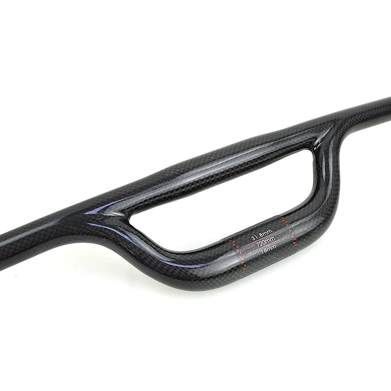 New Foled bike 3K full carbon fibre bicycle handlebar 9.5 degrees backsweep double tube carbon handlebar MTB 66mm rise