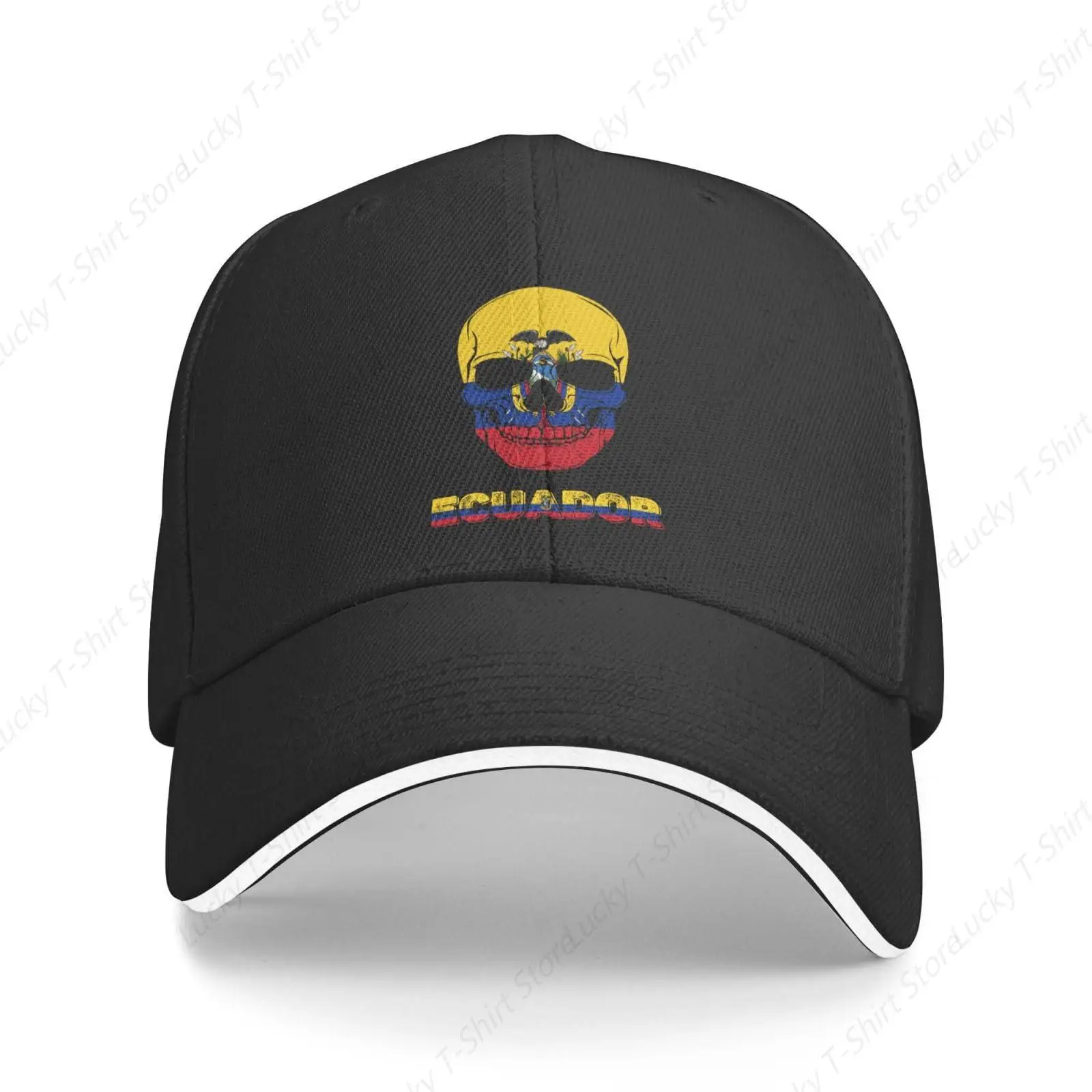 Vintage Ecuador Ecuadorian Ecuadorean Flag Skull Baseball Cap Classic Retro Snapback Dad Trucker Flat Bill Brim Hat for Men