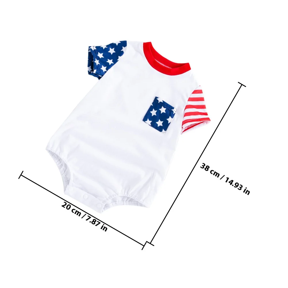 Barboteuse à manches courtes pour nouveau-né, motif du jour de l'indépendance, tenue pour bébé garçon et fille, vêtements pour nourrissons, usage quotidien, accessoires de photographie