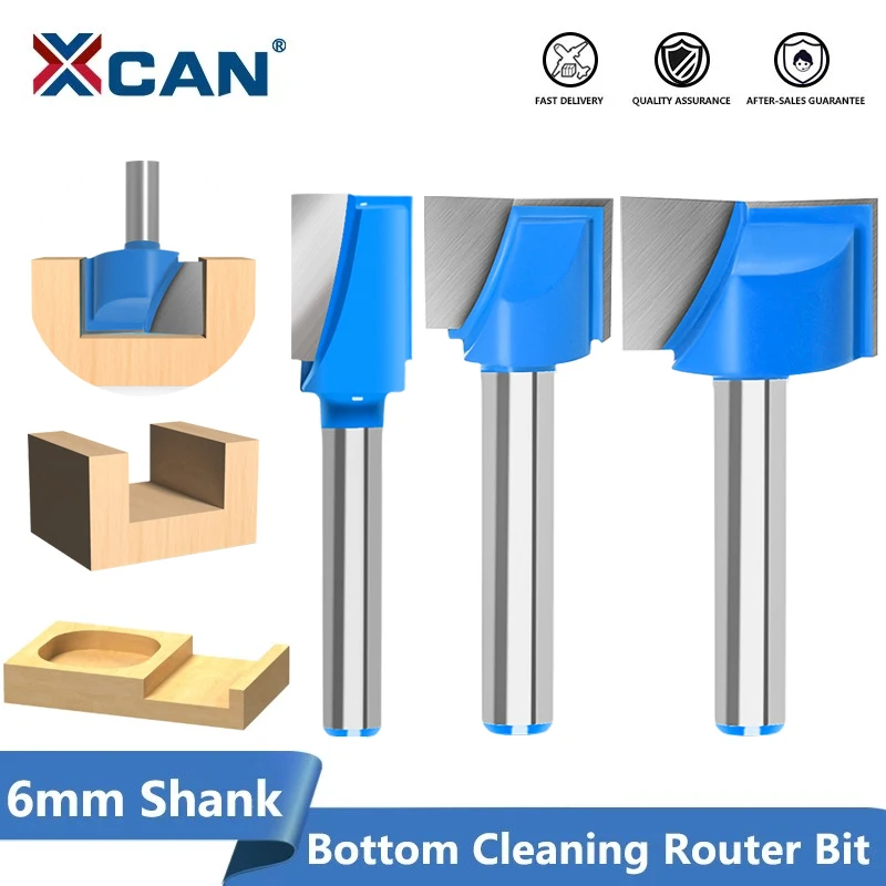 XCAN 1pc 28mm Wood Trimmer Bottom Cleaning Engraving Bits 6mm Shank CNC Milling Cutter Wood Router Bit