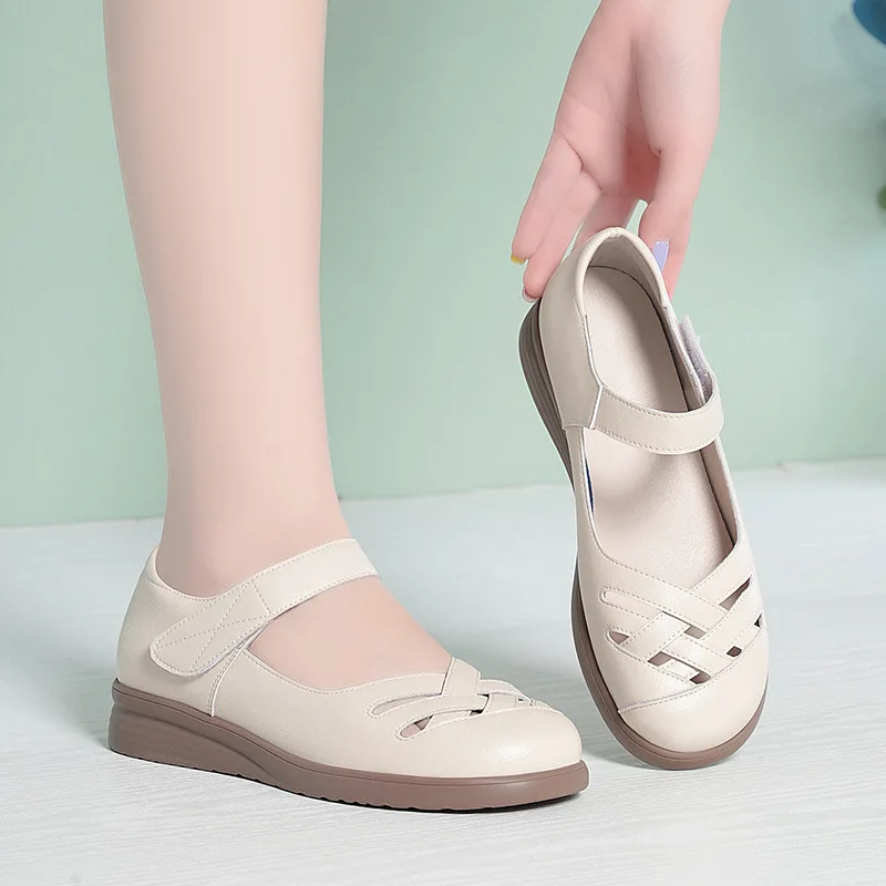 

All Match Breathable Comfortable Shallow Soft Leather Shoes Women Flats 2026 Spring Women's Mary Janes Platform Shoes Office Mom