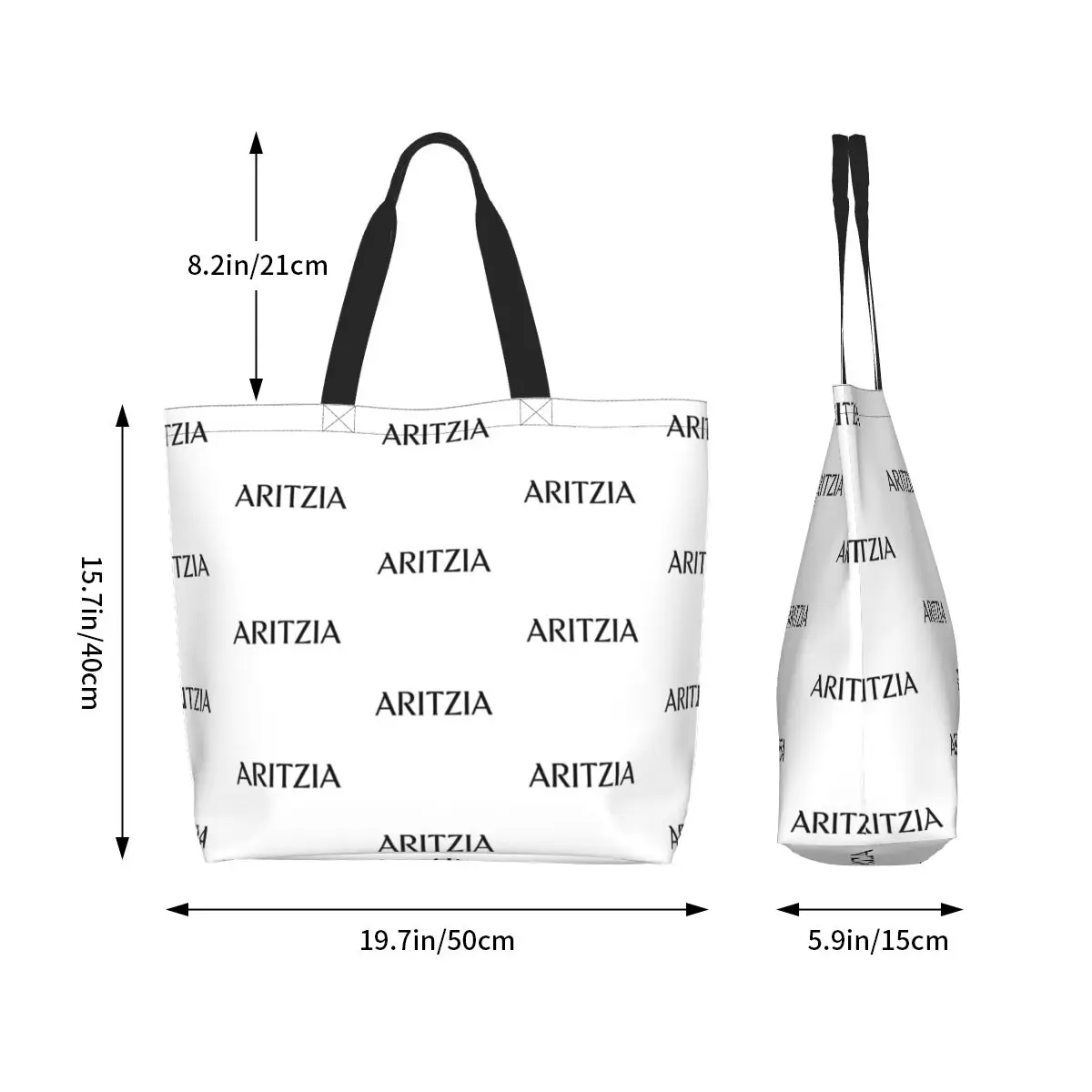 Aritzias Logo Groceries Shopping Tote Bag Women Custom Canvas Shopper Shoulder Bags Large Capacity Handbags