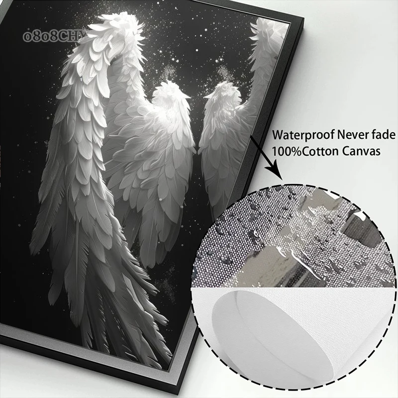 Beautiful White Angel Wings Canvas Painting Modern HD Prints Poster Fashion Wings Wall Art Pictures for Living Room Home Decor