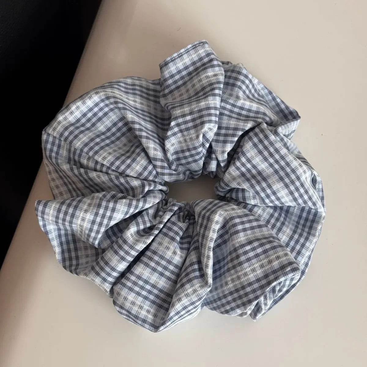 Hair Scrunchy Plaid Fabric Premium Soft Women Ponytail Holder Non Slip Lightweight Durable for Daily Home Travel Office