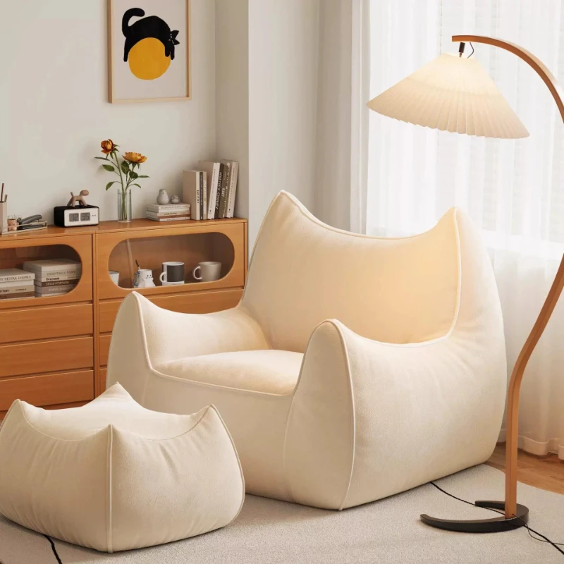 Sofás Puff Mini para Sala de Estar, Sofás Puff Individuales Acolchados Modernos, Puff Simple para Exteriores con Relleno, Muebles Nórdicos