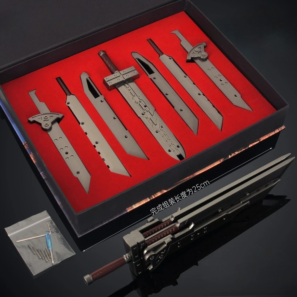 25cm Fantasy Anime Game Peripheral Cloud Buster Sword High quality Metal weapons Model Craft Ornament Boy's Holiday Gift Set Toy