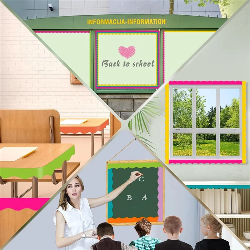 

X64A_6 рулонов, 198 футов, бордюры для доски объявлений для классной комнаты, рулон бумаги, зубчатые границы, для декора класса, домашнего декора, вечеринки