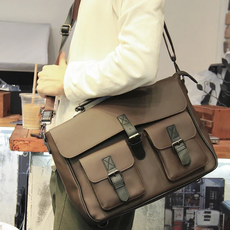 2024 new business retro briefcase computer bag handbag shoulder bag messenger bag casual fashion trendy Korean version