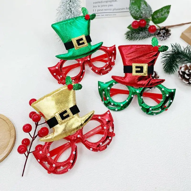 Cute Christmas Glasses Frame Hat Design Glasses Frame Christmas Party Costume Accessories for Holiday Photography props