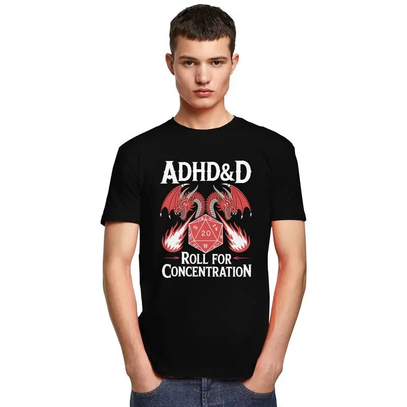 Adhd rouleau pour la Concentration t-shirt unisexe manches courtes mode décontracté graphique t-shirt été coupe ample pur coton t-shirt hauts