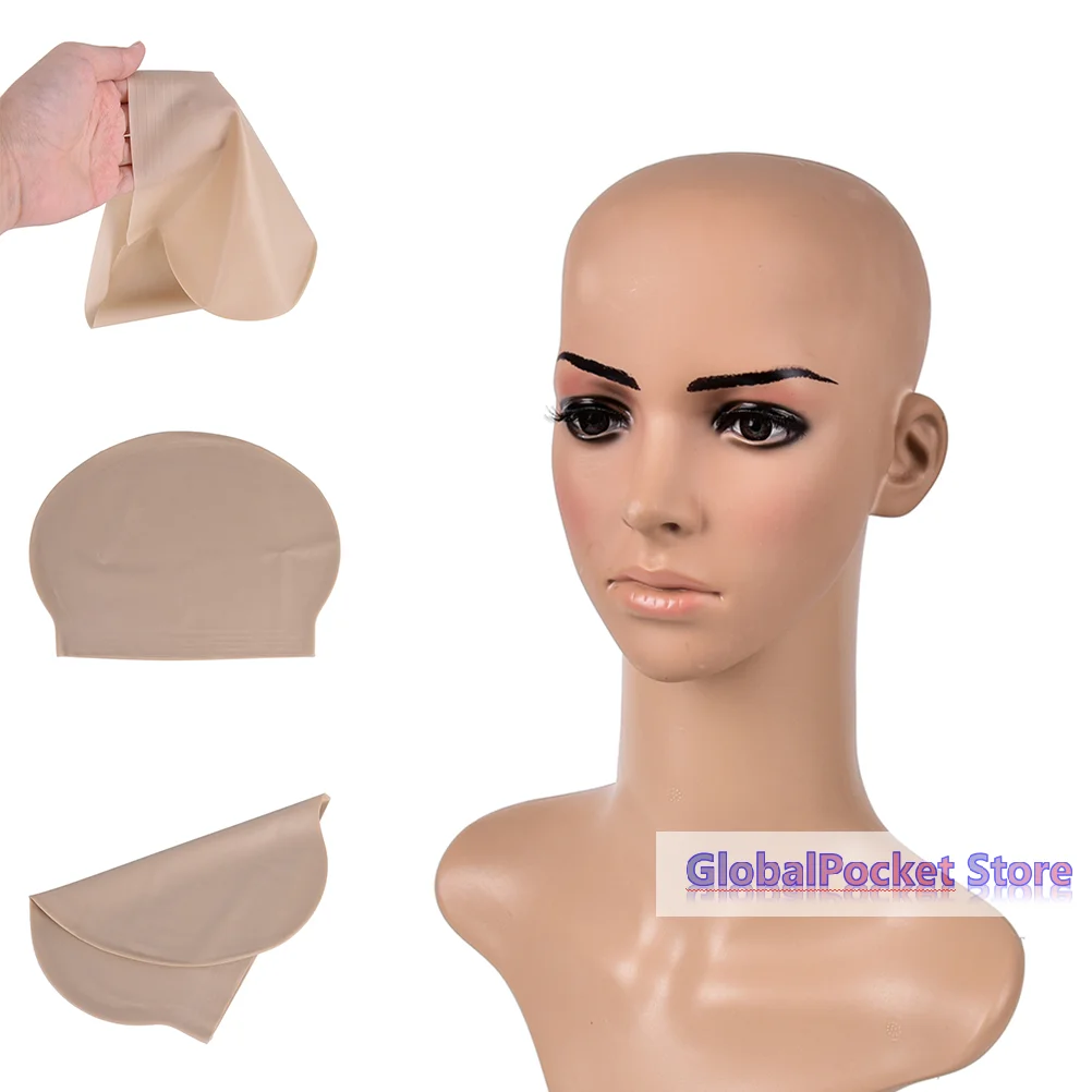

[TG823]1pc Fake Latex Flesh Skin Unisex Bald Head Wig Cap Rubber Skinhead Costume Prank