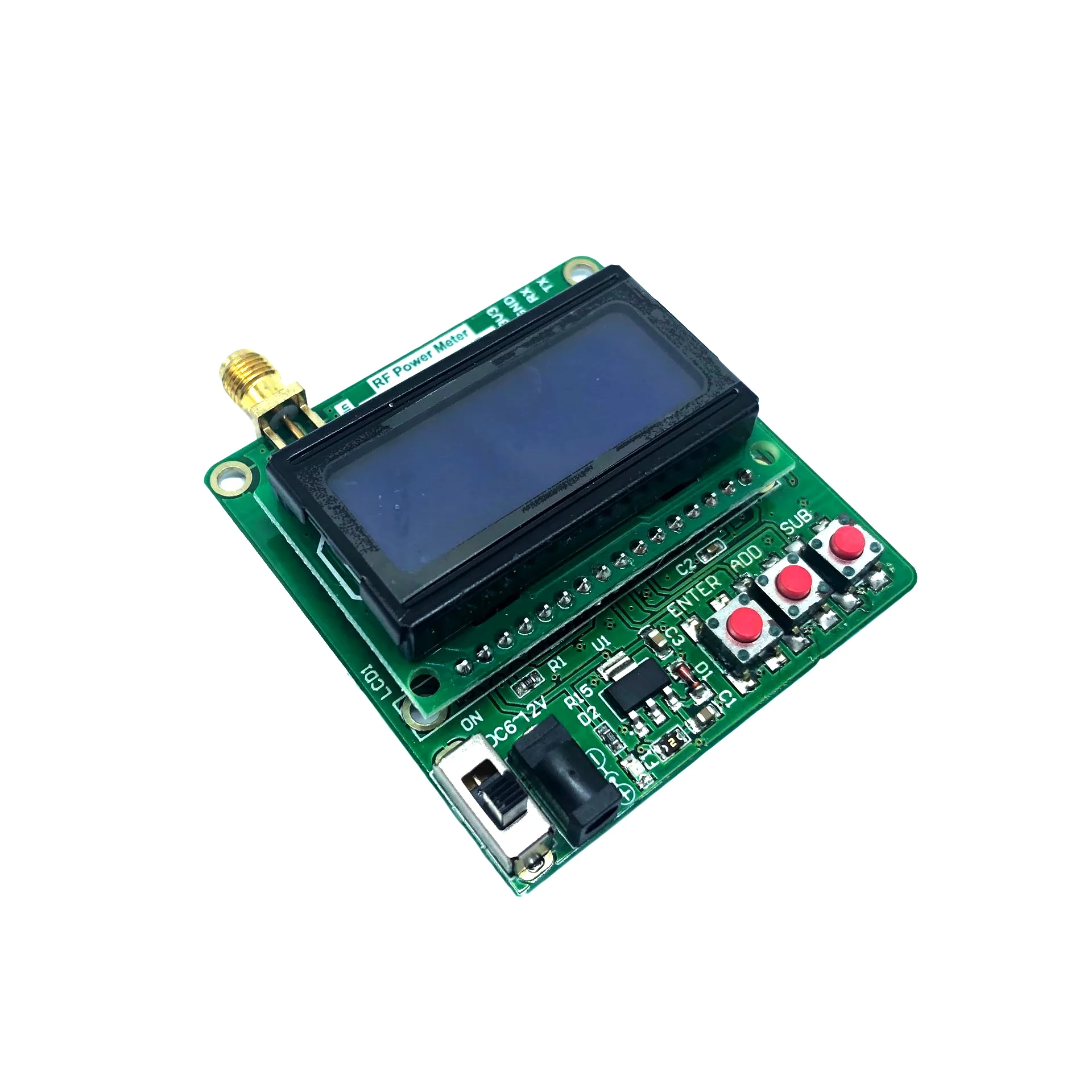 1-600MHz RF Power Meter 75~16dBm Frequency Attenuation Value AT Attenuation dB Module  Digital LCD display Radio