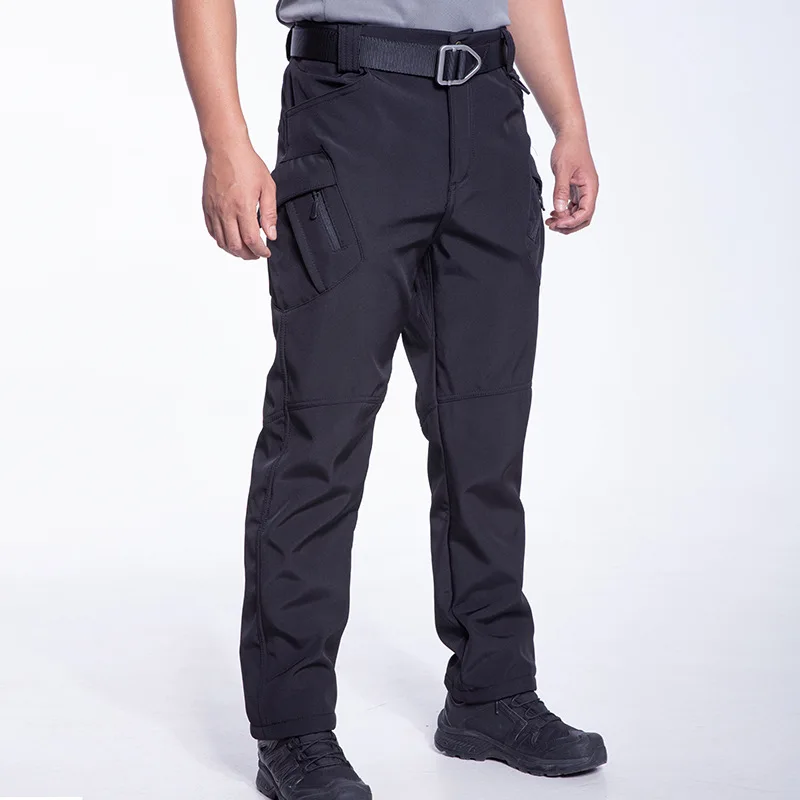 IX9 กางเกงยุทธวิธีผู้ชายผ้าฟลีซบุซับในฤดูหนาวกันน้ำทหารกางเกงทำงานกลางแจ้งการฝึกอบรมคาร์โก้เดินป่า