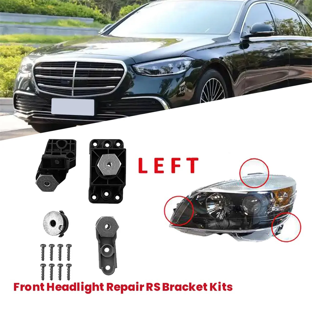 Car Front Headlight RS Bracket Repair Mount Kits for Mercedes-Benz S Class W222 2014-2021 W217 A2228201114 Left