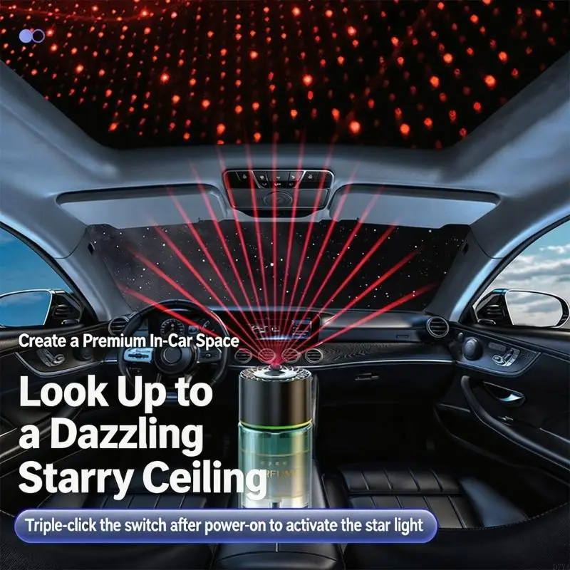 Quiet Operation Intelligent Aromatherapies Diffuser With Starlight Projection For Car Creates Nighttime Driving D7YA