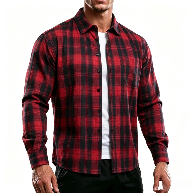 

Autumn Men's Long Sleeve Work Shirts Business Casual Plaid Color Lapel Shirt Men and Women Fashion Unisex Workwear Clothing Tops