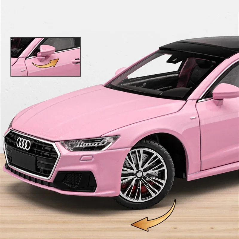 1:24 AUDI A7 Coupe Alloy Car Model Diecast Metal Toy Vehicles Car Model Simulation Sound and Light Collection Childrens Toy Gift