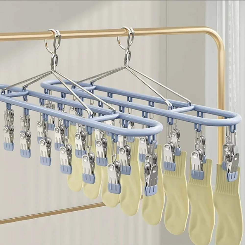 20 Clip Capacity​​ Clothes Drying Rack ​​Unmarked Design​​ ​​Stainless Steel Sock Rack​​ ​​Windproof Clothes Organizer​​