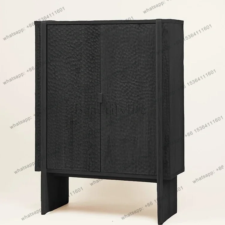 

vintage style vintage black hammered sideboard wabi-sabi style creative living room home art storage cabinet