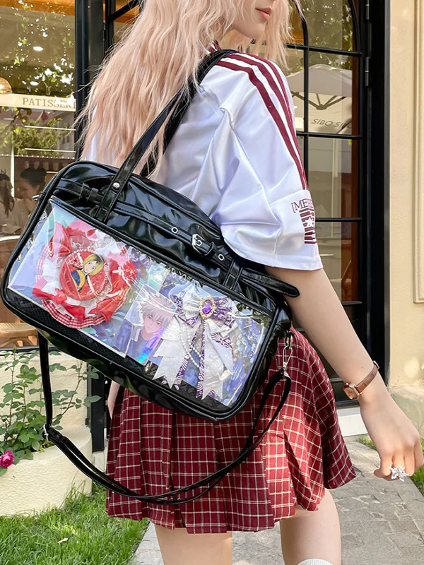 

Large Capaci Transparent Tote Bag oulder Crossbody Handheld ITA Bapa JK orm School Bag Barbecue Painful Par Bag