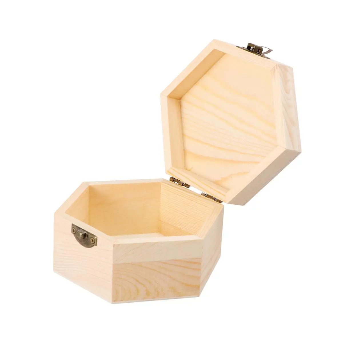 

Hexagonal Wood Case 2 Pcs Soap Flower Box Small Gift Packaging Unifnished Solid Color DIY Valentine Anniversary