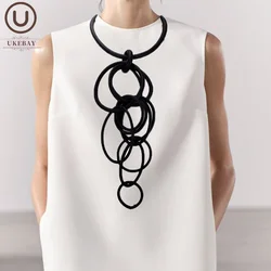 UKEBAY New Designer Black Gothic Pendant Necklace Handmade Design Rubber Chain Jewelry Party Clothing Accessories Necklace