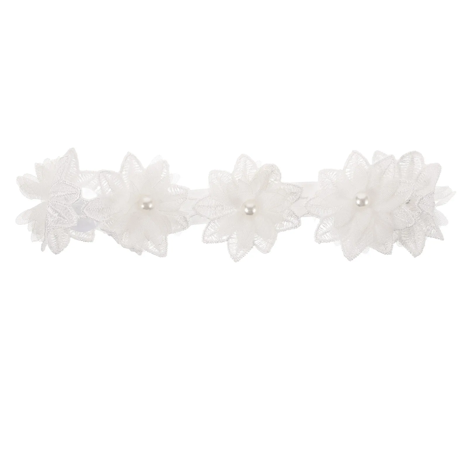 

Baby Lace Headband for Newborns 0-2 Years Soft Floral Crown with Pearl Decorations Princess Style Hair Accessory for Birthday