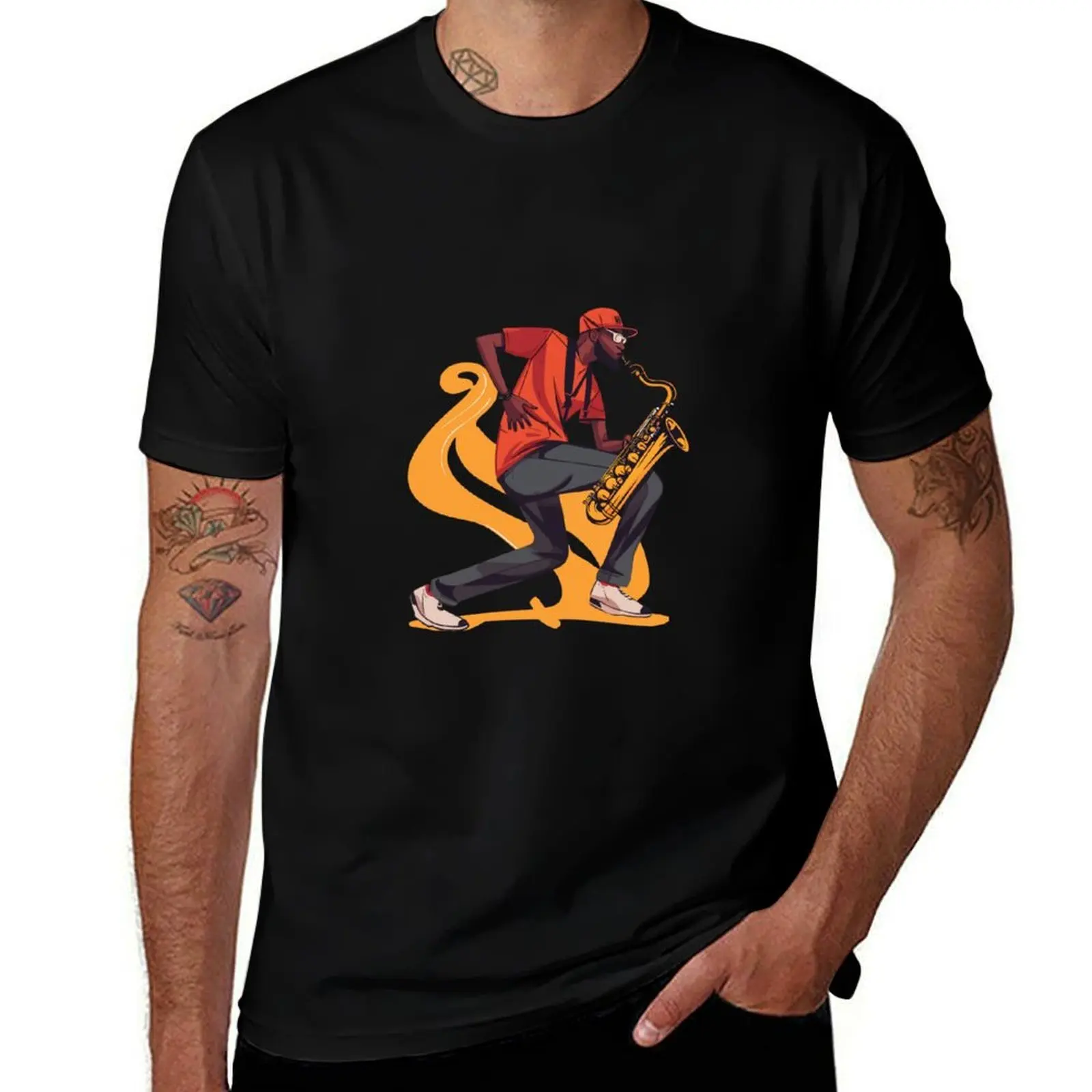The Masterful Duo of Dance and Saxophone T-Shirt Anti-Wrinkle Short Sleeve T-Shirt