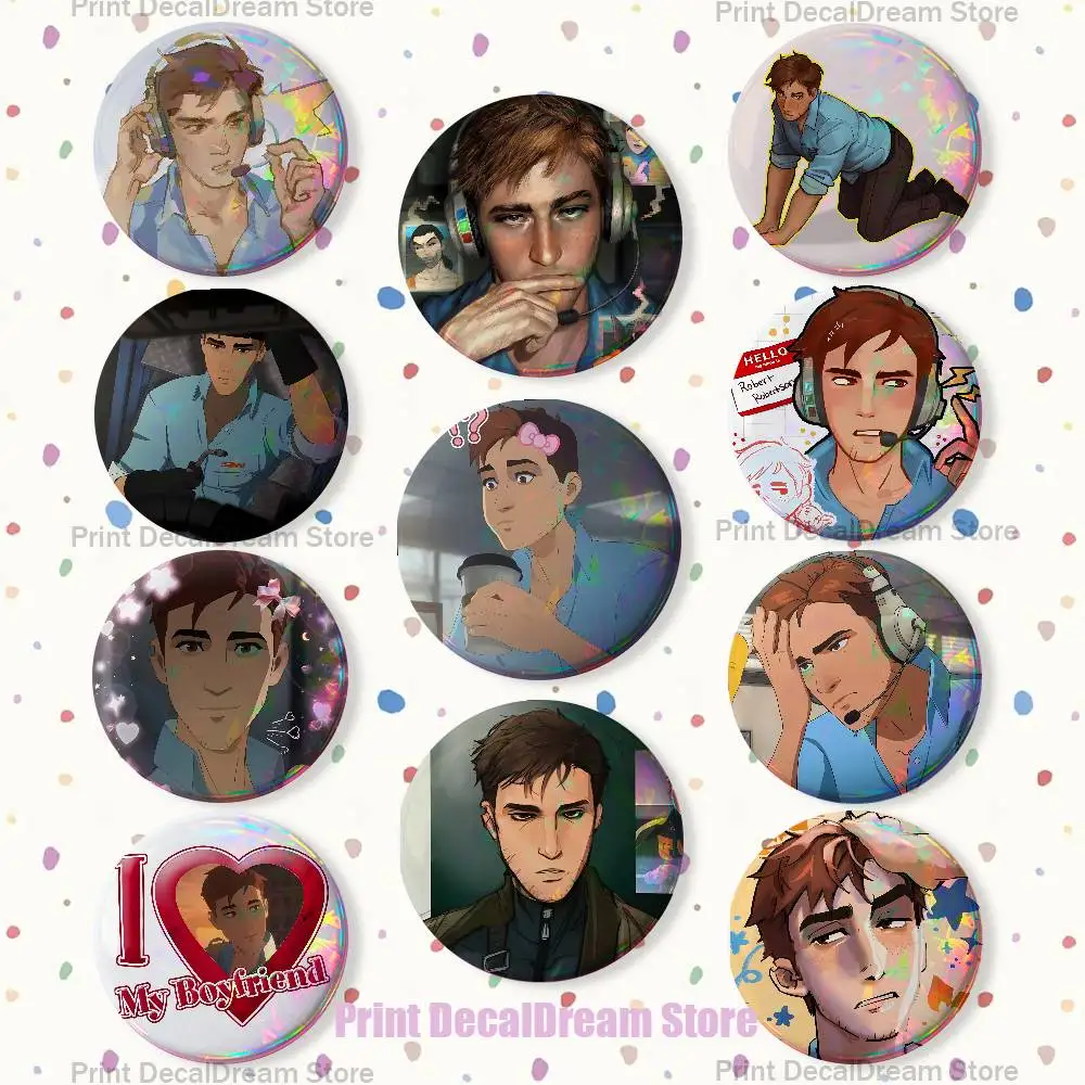 R-Robert R-Robertson Brooches for Backpack Accessories 25mm,32mm,48mm,58mm,75mm Round Enamel Pins Cartoon Badge