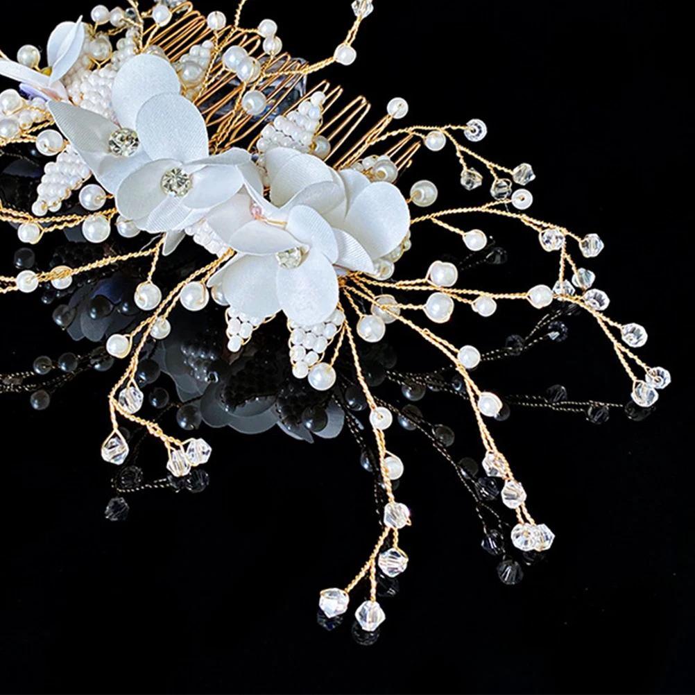

Pearl Rhinestone Hair Combs Beautiful Wedding Bridal Women Alloy Pearl Hair Combs Bride Headdress Silver Color Finishing H made